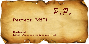 Petrecz Pál névjegykártya